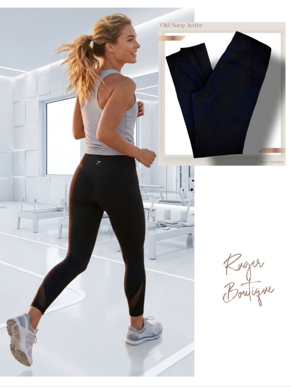🌿Old Navy Active Women's Small Black High-Waisted Mesh Panel Leggings